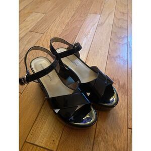 Oriental Traffic, women's black patent leather open toe with ankle strap pump 5